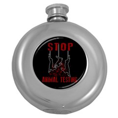 Stop Animal Testing - Rabbits  Round Hip Flask (5 Oz) by Valentinaart