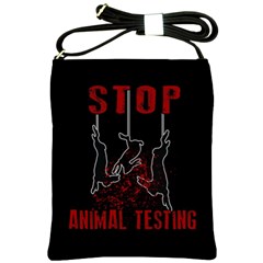 Stop Animal Testing - Rabbits  Shoulder Sling Bags by Valentinaart