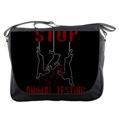 Stop Animal Testing - Rabbits  Messenger Bags by Valentinaart