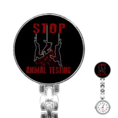 Stop Animal Testing - Rabbits  Stainless Steel Nurses Watch by Valentinaart