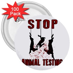 Stop Animal Testing - Rabbits  3  Buttons (100 Pack)  by Valentinaart