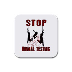 Stop Animal Testing - Rabbits  Rubber Square Coaster (4 Pack)  by Valentinaart