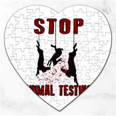 Stop Animal Testing - Rabbits  Jigsaw Puzzle (heart) by Valentinaart