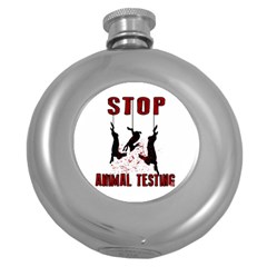 Stop Animal Testing - Rabbits  Round Hip Flask (5 Oz) by Valentinaart