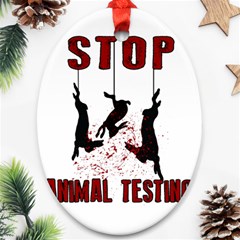 Stop Animal Testing - Rabbits  Oval Ornament (two Sides) by Valentinaart