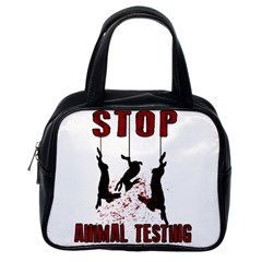 Stop Animal Testing - Rabbits  Classic Handbags (one Side) by Valentinaart