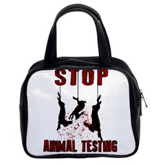 Stop Animal Testing - Rabbits  Classic Handbags (2 Sides) by Valentinaart