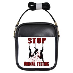 Stop Animal Testing - Rabbits  Girls Sling Bags by Valentinaart