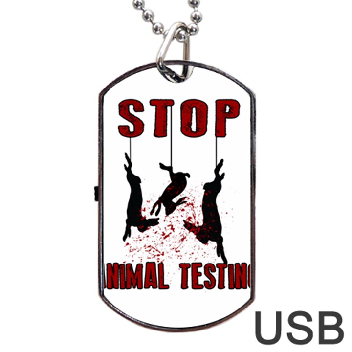 Stop Animal Testing - Rabbits  Dog Tag USB Flash (Two Sides)