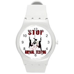 Stop Animal Testing - Rabbits  Round Plastic Sport Watch (m) by Valentinaart