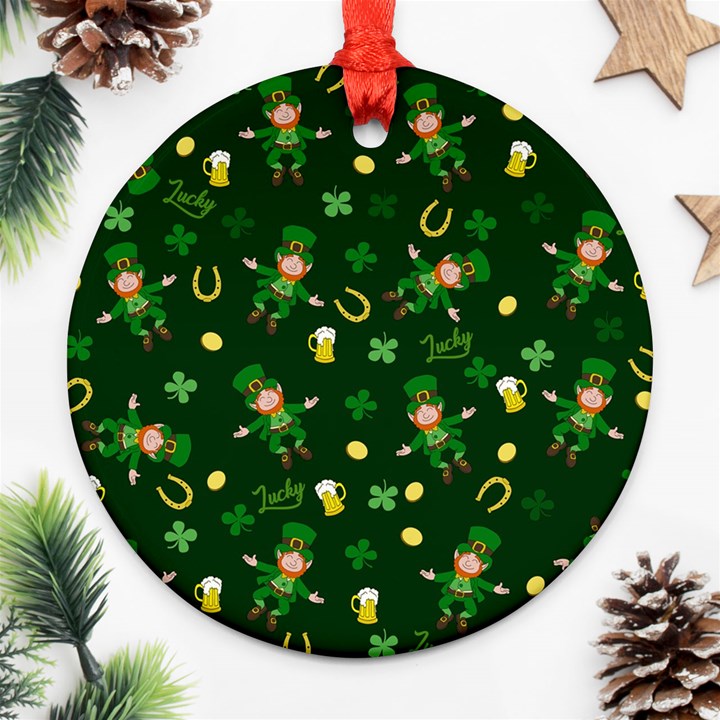 St Patricks day pattern Ornament (Round)