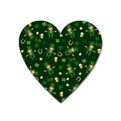 St Patricks Day Pattern Heart Magnet by Valentinaart