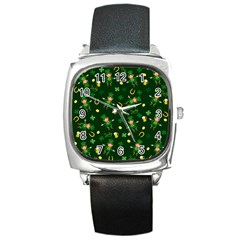 St Patricks Day Pattern Square Metal Watch by Valentinaart