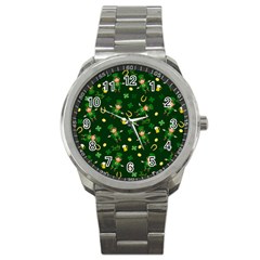 St Patricks Day Pattern Sport Metal Watch by Valentinaart