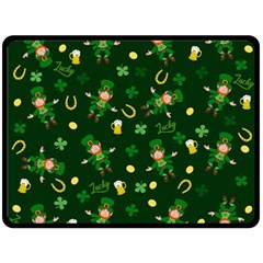 St Patricks Day Pattern Double Sided Fleece Blanket (large)  by Valentinaart