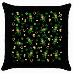 St Patricks Day Pattern Throw Pillow Case (black) by Valentinaart