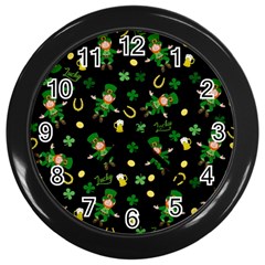 St Patricks Day Pattern Wall Clocks (black) by Valentinaart