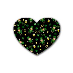 St Patricks Day Pattern Rubber Coaster (heart)  by Valentinaart