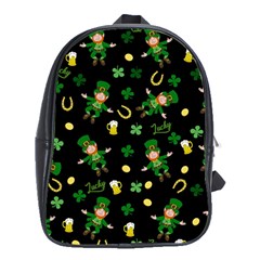 St Patricks Day Pattern School Bag (xl) by Valentinaart