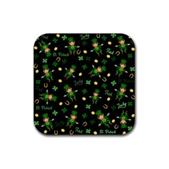 St Patricks Day Pattern Rubber Coaster (square)  by Valentinaart