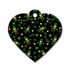 St Patricks Day Pattern Dog Tag Heart (two Sides) by Valentinaart