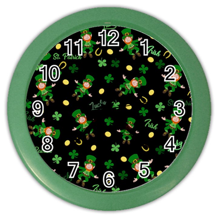 St Patricks day pattern Color Wall Clocks