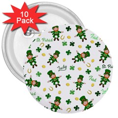 St Patricks Day Pattern 3  Buttons (10 Pack)  by Valentinaart