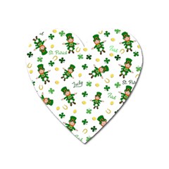 St Patricks Day Pattern Heart Magnet by Valentinaart