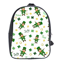 St Patricks Day Pattern School Bag (xl) by Valentinaart