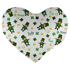 St Patricks Day Pattern Large 19  Premium Heart Shape Cushions by Valentinaart