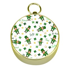 St Patricks Day Pattern Gold Compasses by Valentinaart