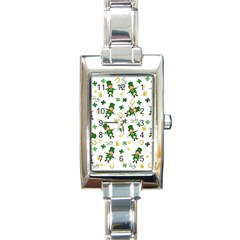 St Patricks Day Pattern Rectangle Italian Charm Watch by Valentinaart