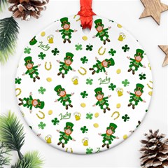 St Patricks Day Pattern Ornament (round) by Valentinaart