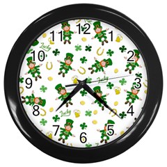 St Patricks Day Pattern Wall Clocks (black) by Valentinaart