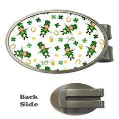 St Patricks Day Pattern Money Clips (oval)  by Valentinaart