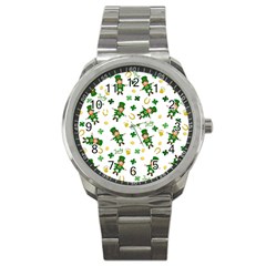 St Patricks Day Pattern Sport Metal Watch by Valentinaart