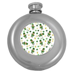 St Patricks Day Pattern Round Hip Flask (5 Oz) by Valentinaart