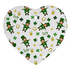 St Patricks Day Pattern Heart Ornament (two Sides) by Valentinaart