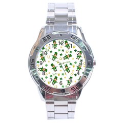 St Patricks Day Pattern Stainless Steel Analogue Watch by Valentinaart