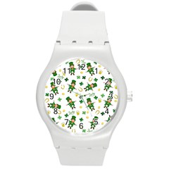 St Patricks Day Pattern Round Plastic Sport Watch (m) by Valentinaart