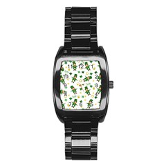 St Patricks Day Pattern Stainless Steel Barrel Watch by Valentinaart