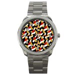 Colorful Abstract Pattern Sport Metal Watch Front