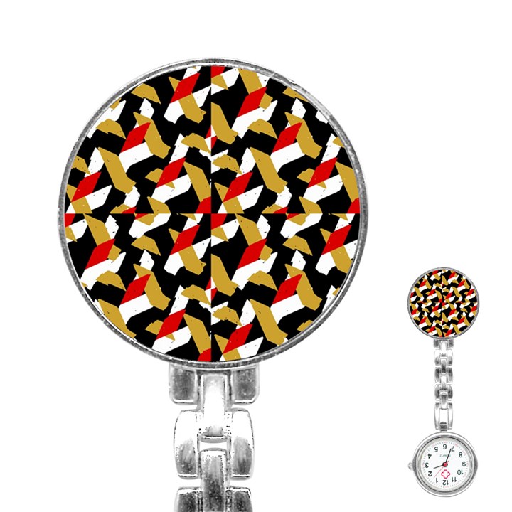 Colorful Abstract Pattern Stainless Steel Nurses Watch