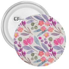 Purple And Pink Cute Floral Pattern 3  Buttons by paulaoliveiradesign