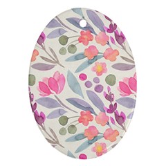 Purple And Pink Cute Floral Pattern Ornament (oval)