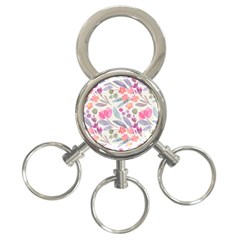 Purple And Pink Cute Floral Pattern 3-ring Key Chains by paulaoliveiradesign