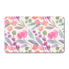 Purple And Pink Cute Floral Pattern Magnet (rectangular) by paulaoliveiradesign