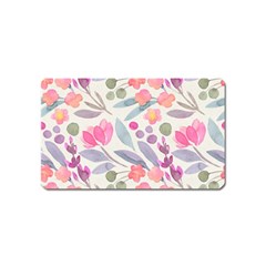 Purple And Pink Cute Floral Pattern Magnet (name Card) by paulaoliveiradesign