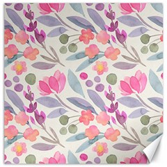 Purple And Pink Cute Floral Pattern Canvas 16  X 16   by paulaoliveiradesign