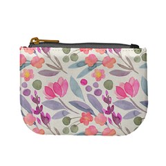 Purple And Pink Cute Floral Pattern Mini Coin Purses by paulaoliveiradesign